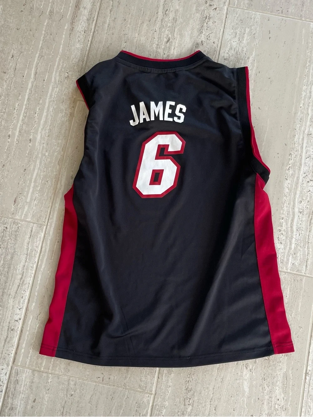 Adidas LeBron James Miami Heat #6 Jersey Men's XL Black Screen Printed NBA